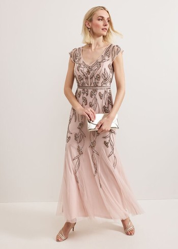 Phase Eight Evonne Beaded Dress Pink Australia | NK0384215